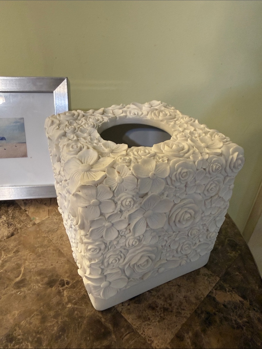 Lovely Floral Embossed Square Tissue Box Cover